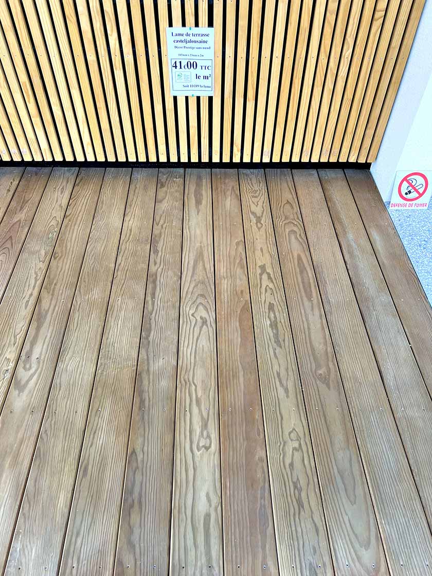 Lame de terrasse en pin des landes sans nœud 